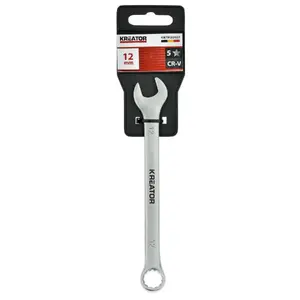 Kombinētais uzgriežņu atslēga KREATOR 12 mm — 160 mm garums, hroma vanādija sakausējums