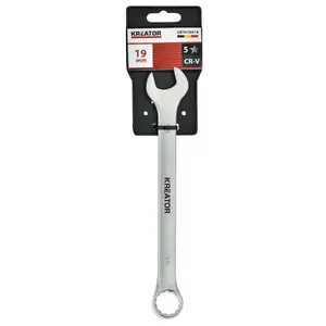 Combination wrench KREATOR 19 mm, 230 mm length, chrome-vanadium