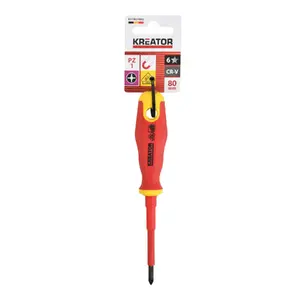 Insulated Pozidriv Screwdriver KREATOR PZ1 80mm VDE