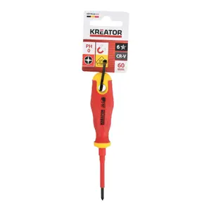 Insulated Cross Screwdriver 60 mm PH0 by KREATOR, VDE certified tip