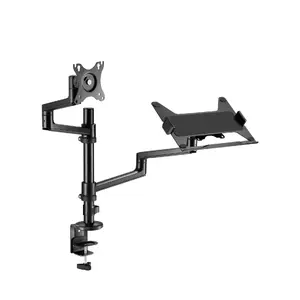 Monitor Desk Mount ICY BOX IB-MS622-T for 43.2–81.3 cm (17"–32") screens, VESA 75×75–100×100, max load 13 kg, clamp/grommet, black