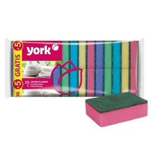 Губки для мытья посуды York 25+5 шт — набор кухонных губок
