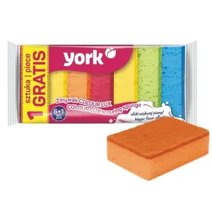 Dishwashing sponges York COLOUR LUX set 6+1 pcs — multipurpose kitchen cleaning sponges