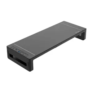 Monitor stand EQUIP Ergonomic Monitor Stand with USB (USB-A x4, USB-C x1), freestanding, 25 kg, black
