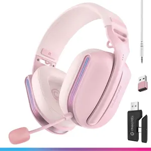Austiņas Oniverse Gaming Polaris — bezvadu Aurora Pink, ar vadu un Bluetooth, darbības rādiuss 10 m, kabelis 1,5 m, 225 g