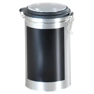 Контейнер для хранения KESPER нержавеющая сталь D11 cm H19 cm с местом для надписи, крышка с зажимом