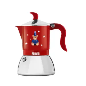 Moka pot BIALETTI 6651 manual coffee maker 0.473 L, red body with stainless-steel parts