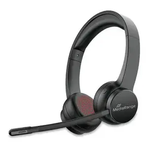 Austiņas MediaRange MROS307 — bezvadu Bluetooth ar USB‑Type‑C, supraaurālas, 20–20000 Hz, 15 m, melnas, uz galvas stīpas