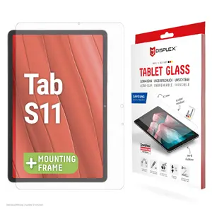 Tempered glass screen protector e.v.i. Displex Tablet Glass (9H) for Samsung Galaxy Tab S11 — clear, 92% light transmission, eco mounting frame, 1 pc