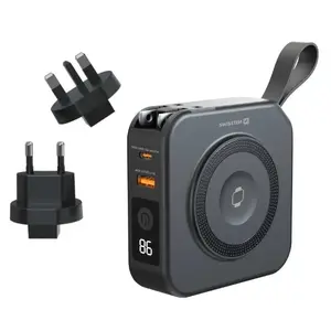 Power bank SWISSTEN ALL-IN-ONE PRO 10000mAh 20W ar nomaināmajām US/EU/UK spailēm