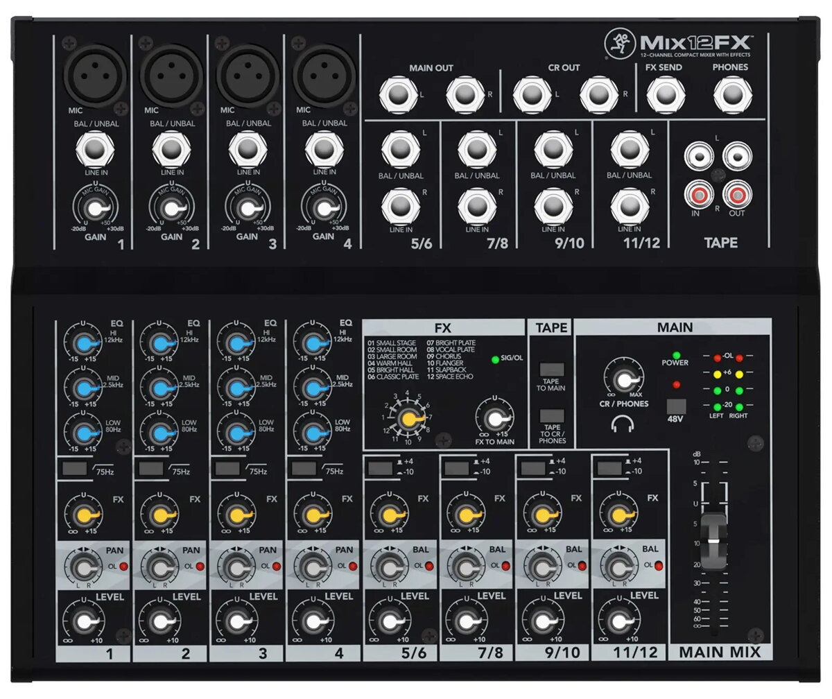 Mikseris Mackie Mix12FX — 12 kanālu