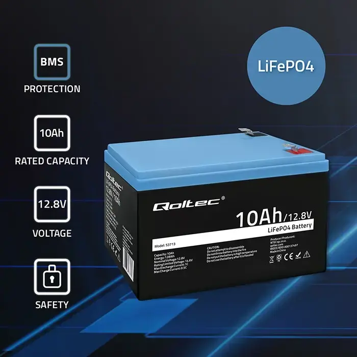 LiFePO4 akumulators QOLTEC 10Ah 12.8V 128Wh Photo 2
