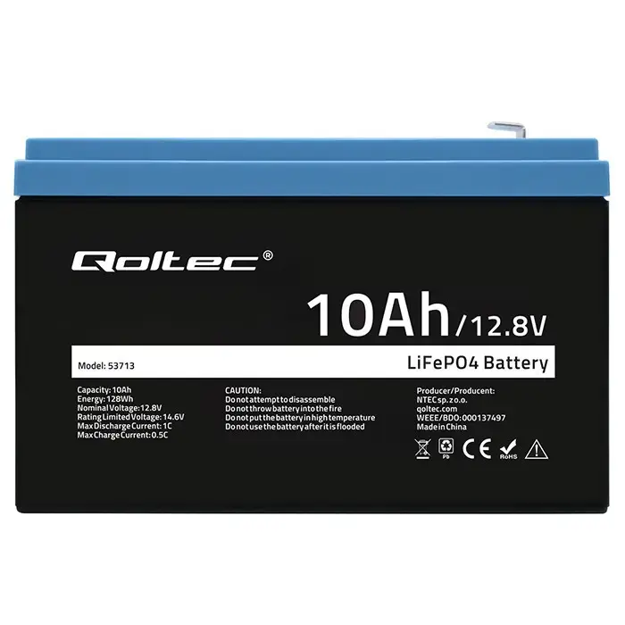 LiFePO4 akumulators QOLTEC 10Ah 12.8V 128Wh Photo 5