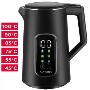 Electric kettle Concept RK3385 — 1.7 L, stainless steel, LED display, 1850–2200 W, water level indicator