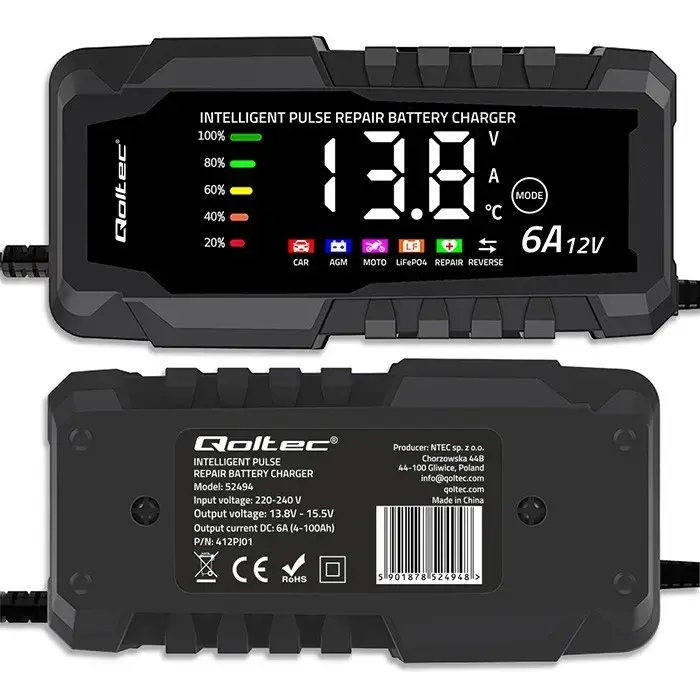 QOLTEC 12 V 6 A akumulatora lādētājs Photo 2