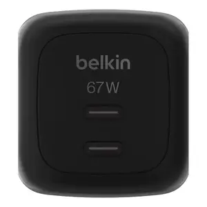 Сетевое зарядное устройство Belkin WCH020kqBK для дома, 2× USB‑C, универсальное, защита питания, чёрное