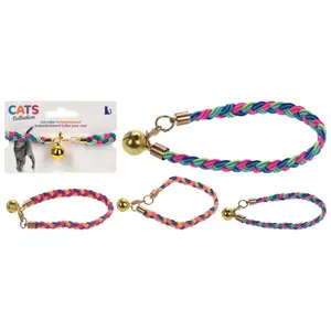 Cat collar Pets Collection elastic with bell, adjustable, 3 types, sizes variable