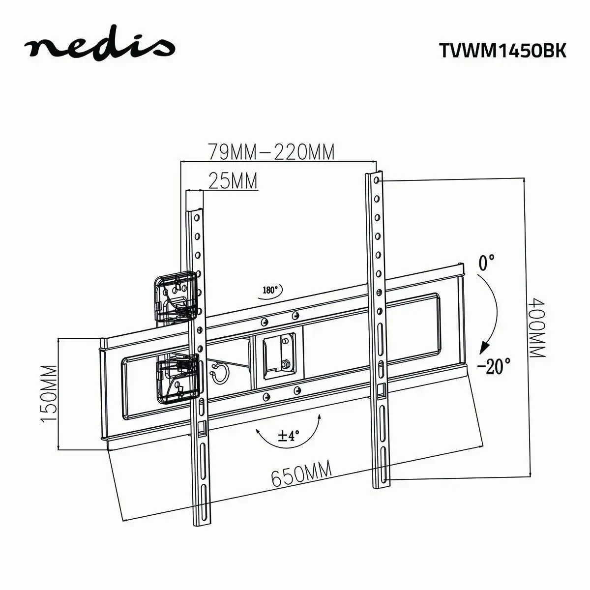 Nedis TV kronšteins/stends TVWM1450BK 37"–70" Photo 7