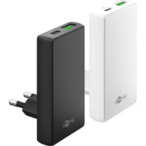 WENTRONIC USB-C PD GaN двойное быстрое зарядное устройство 65 Вт 90° Flat, 1x USB-C, чёрный