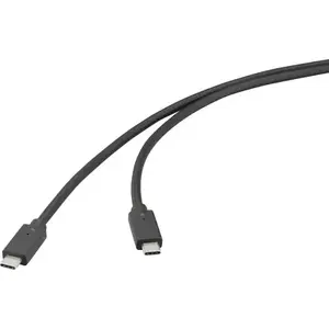 USB 3.2 Gen 2x2 USB-C to USB-C data cable, Renkforce RF-6830470, 20 GBit/s, black, supports 4K