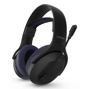 Austiņas Lenovo Legion H410 bezvadu Bluetooth ar USB Type-C, spēļu, 20–20000 Hz, darbības rādiuss 12 m, vads 1,5 m, 304 g, melnas/violetas
