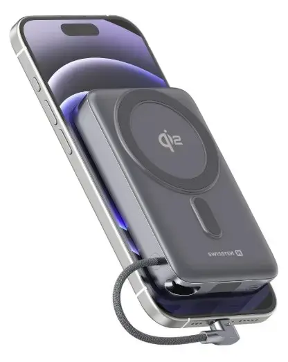 Аккумулятор SWISSTEN Qi2 MagSafe 15W 10000 мА·ч Photo 3