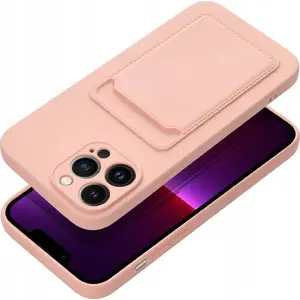 Card case by No name for iPhone 16 Pro, pink — slim protective sleeve with card pocket