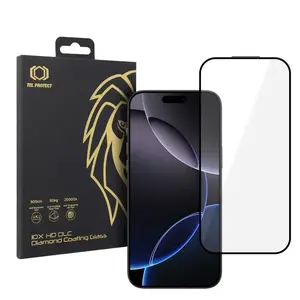 Закалённое стекло для iPhone 16 Pro Max от iLike — DLC «Diamond» покрытие, 10X HD, чёрное