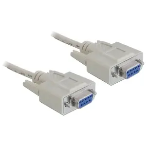 Serial cable DELOCK RS-232 D-Sub 9 female–female 1.8 m null modem, beige, 5 mm diameter