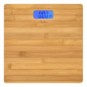 Elektroniskās personīgās svaru mērierīce Jata HBAS1489 — 180 kg ietilpība, 100 g precizitāte, 10,2 cm LCD, bambusa virsma