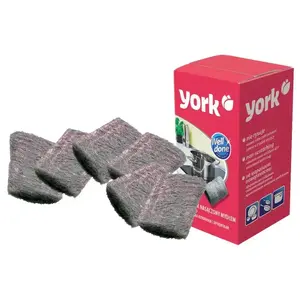 Steel wool with soap 6 pcs. York — steel wool pads with integrated soap, pack of 6