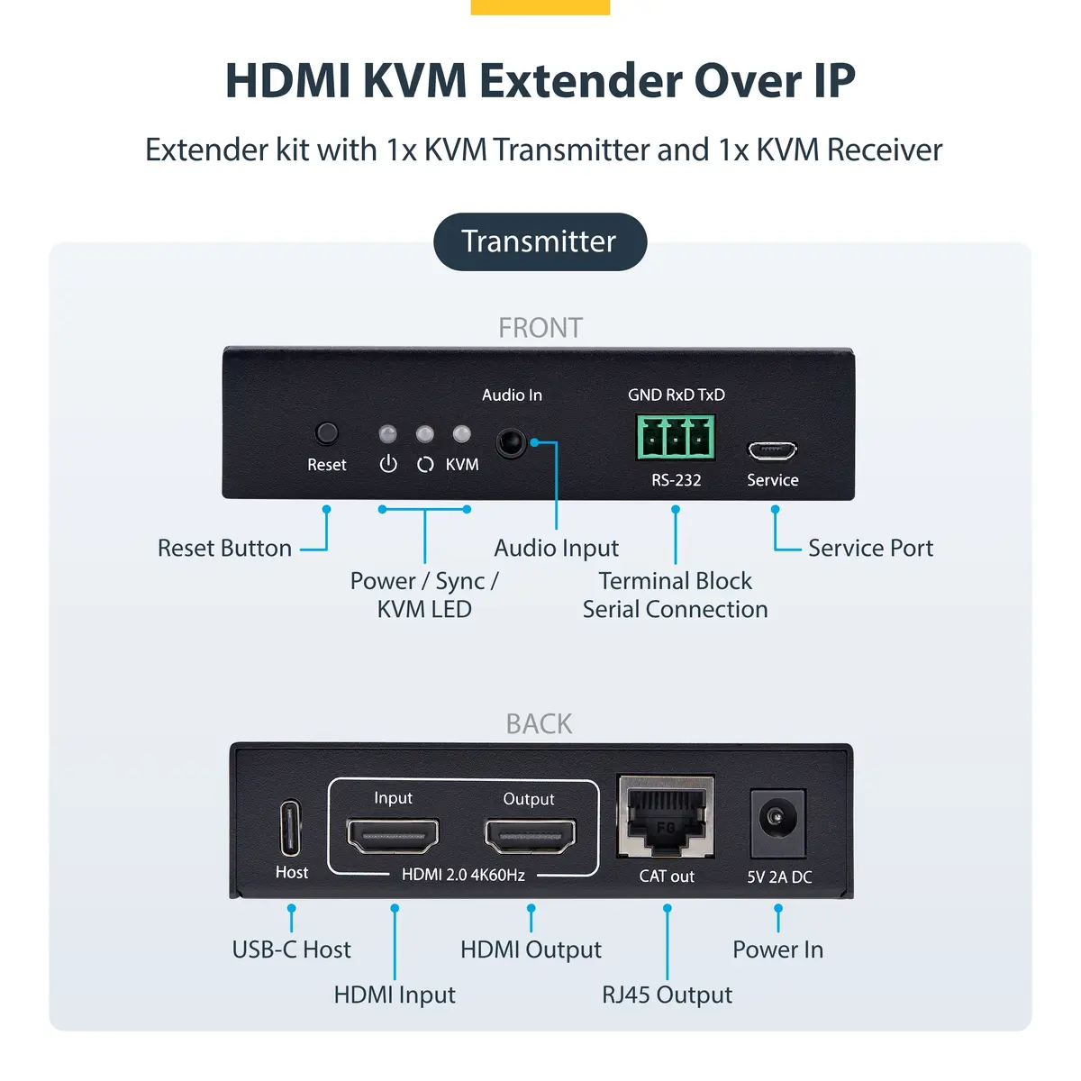 StarTech HDMI KVM pagarinātājs caur IP 4K 60Hz komplekts Photo 6