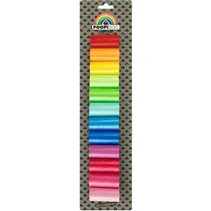 Пакеты для уборки за собакой Duvo+ Worki Na Odchody Rainbow 12x15 шт – биоразлагаемые пакеты, 12 рулонов по 15 шт