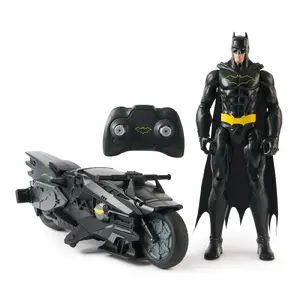 Remote control Batcycle motorcycle BATMAN with 12" (30 cm) Batman action figure, plastic, black, battery-operated, for ages 4+