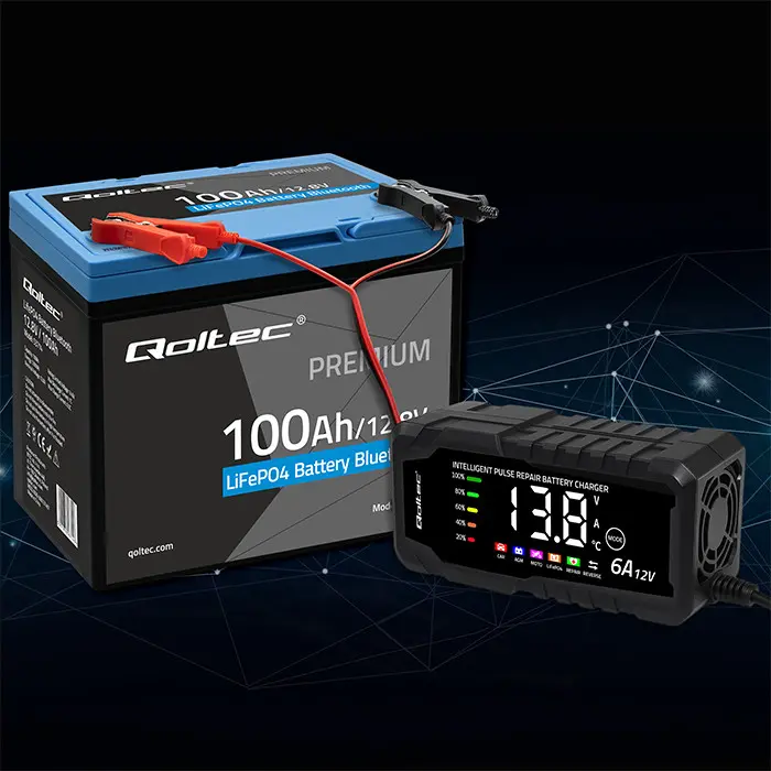 QOLTEC LiFePO4 battery 12.8V 100Ah with Bluetooth Photo 4