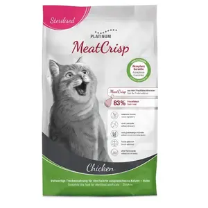 Sausais kaķu barība Platinum MeatCrisp Sterilised Chicken — 3 kg, pieaugušām sterilizētām kaķēm, 36% olbaltumvielu, 11% tauku