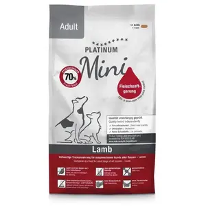 Полувлажный корм для собак Platinum Adult Lamb Mini — 900 г, для взрослых мелких пород (5–10 кг), 24% белка, 12,5% жира