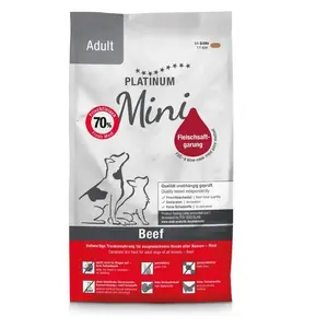 Полувлажный корм для собак Platinum Adult Beef Mini 900 г — для взрослых мелких пород, белок 24%, жир 16%