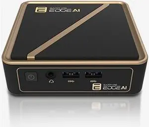 Sapphire EDGE AI 370 SFF Mini PC Barebone AMD Ryzen AI 9 HX 370 FP8 DDR5-SDRAM PCI Express Black Gold