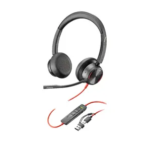 Проводная гарнитура HP Poly Blackwire 8225 Stereo USB-C с адаптером USB-C/A, черная, 186 г