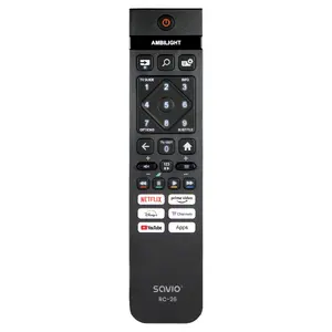 IR wireless TV remote SAVIO RC-26 — press-button, range up to 10 m, compatible with Philips, black