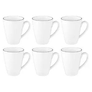 Set of 6 mugs with handle SELECT SELTMANN LIDO BLACK LINE – ceramic drinking mugs, 6-piece set