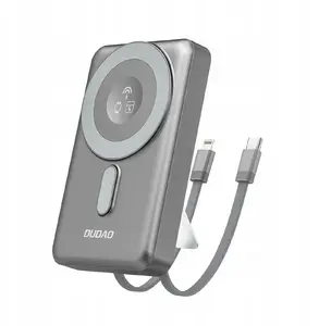 Portable power bank Dudao K29 10000 mAh PD 20W with MagSafe, USB-C and Lightning, gray