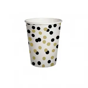 Paper cups Paw Decor Collection 250 ml — Confetti Gold Black, pack of 10