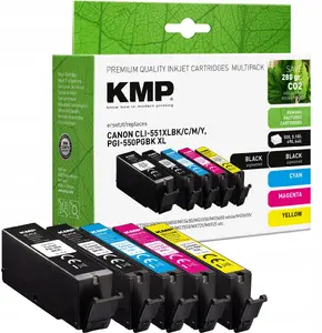 KMP tintes kasetņu komplekts saderīgs ar Canon PGI-550/CLI-551 XL – multipaka