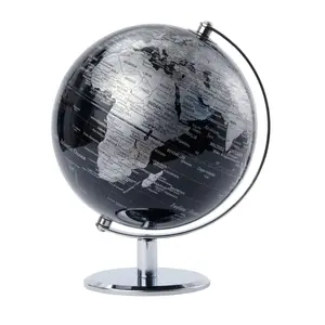 Galda politiskais globuss TROIKA LUNAR, diametrs 20 cm, augstums 270 mm, melni‑sudraba