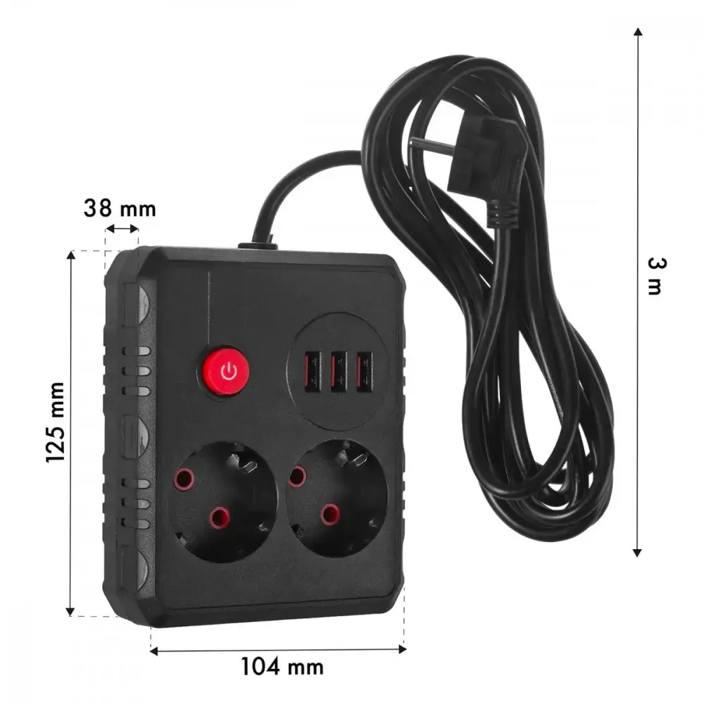 Сетевой удлинитель MACLEAN MCE388 B — 2 AC, 3×USB Photo 6