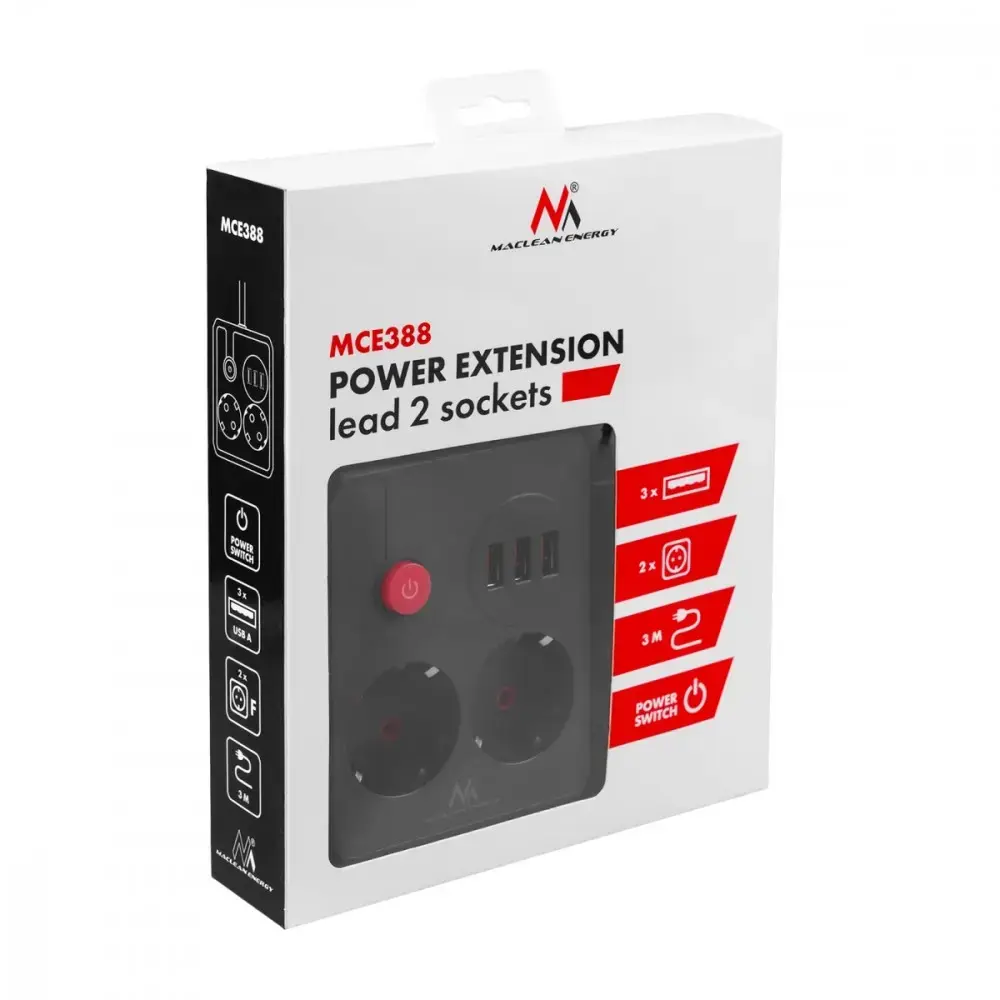Сетевой удлинитель MACLEAN MCE388 B — 2 AC, 3×USB Photo 7