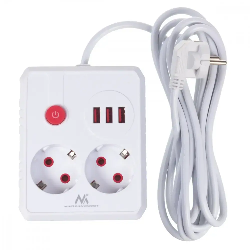Сетевой удлинитель MACLEAN MCE388 W — 2 розетки, 3 USB Photo 11