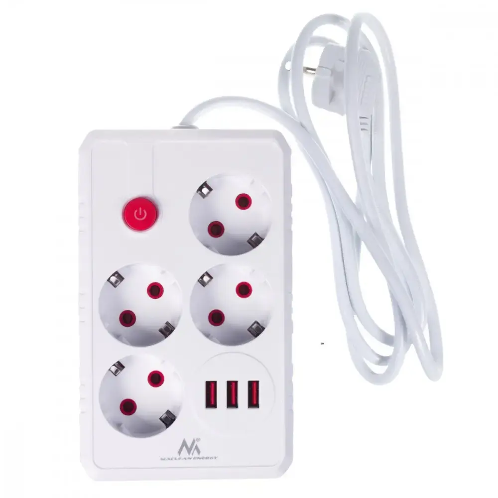 Strāvas sadalītājs MACLEAN MCE392 W — 4 kontaktligzdas, 3 USB Photo 11